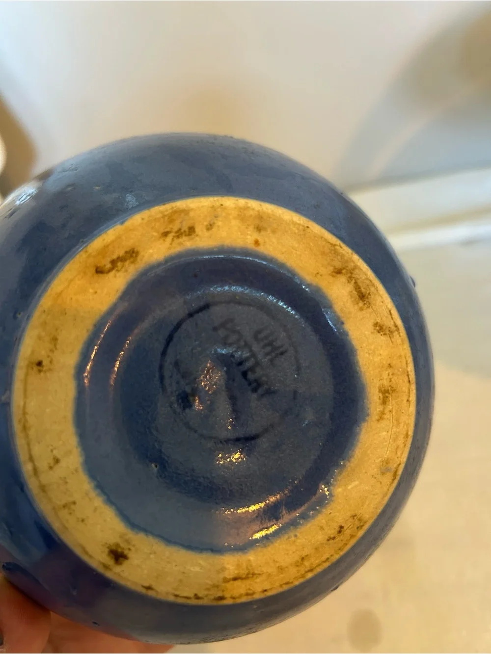 Uhl pottery stoneware Blue mixing Bowl